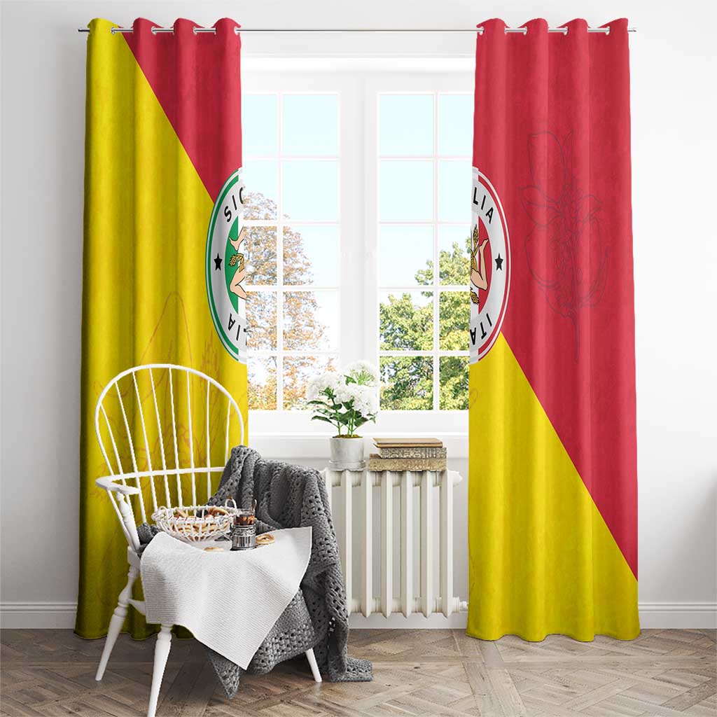 Italy Sicilia Window Curtain Triskeles With Lemons - Wonder Print Shop