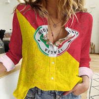 Italy Sicilia Women Casual Shirt Triskeles With Lemons - Wonder Print Shop