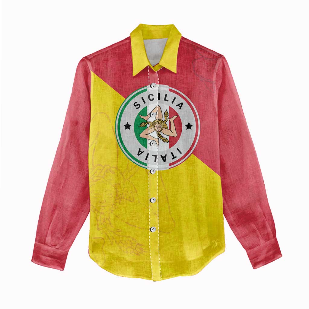 Italy Sicilia Women Casual Shirt Triskeles With Lemons - Wonder Print Shop