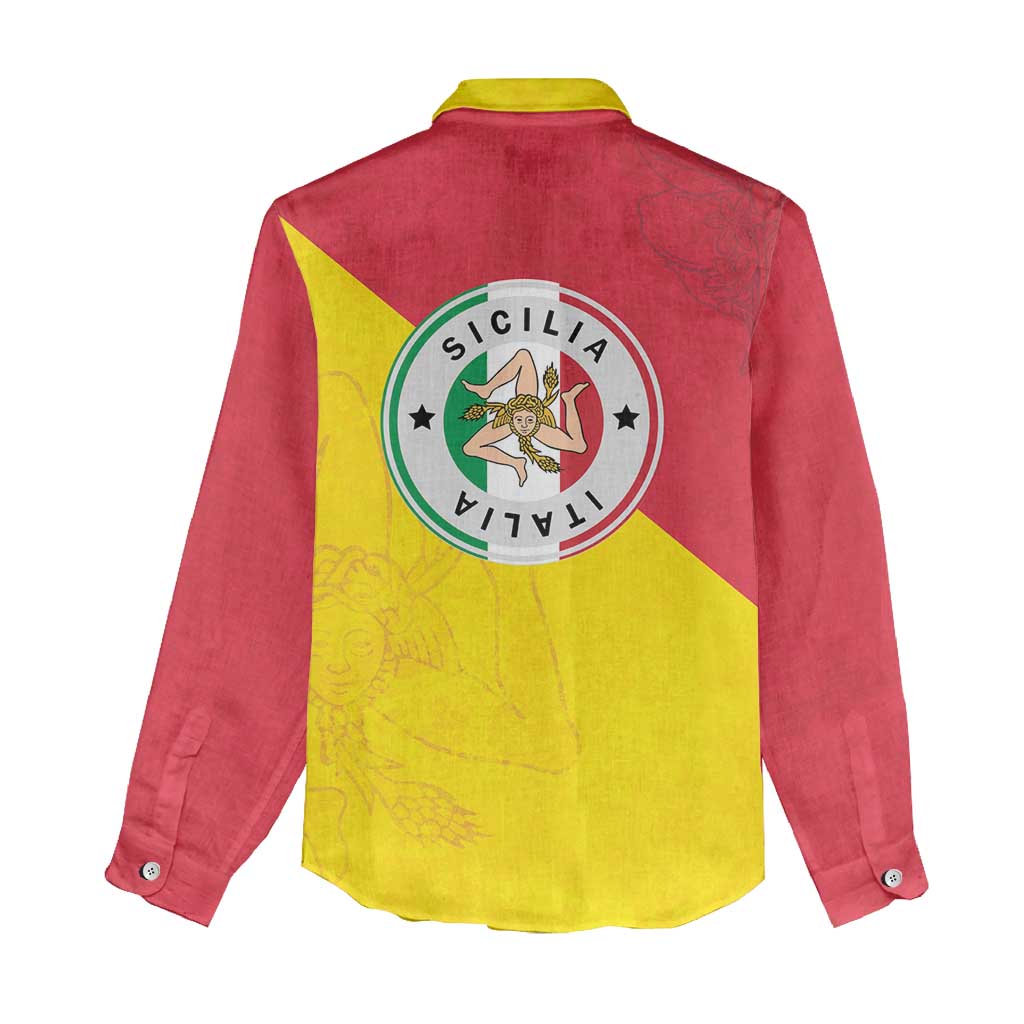 Italy Sicilia Women Casual Shirt Triskeles With Lemons - Wonder Print Shop