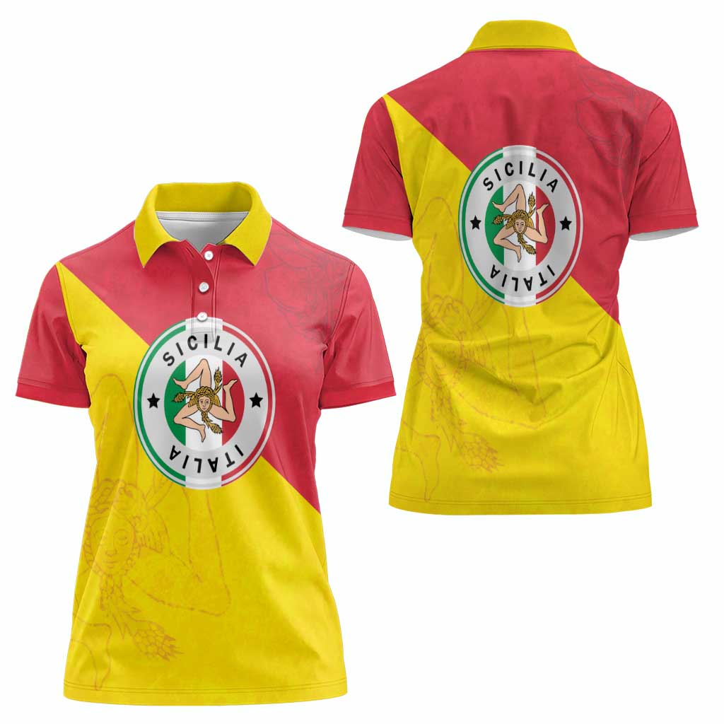 Italy Sicilia Women Polo Shirt Triskeles With Lemons - Wonder Print Shop