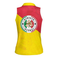 Italy Sicilia Women Sleeveless Polo Shirt Triskeles With Lemons - Wonder Print Shop
