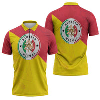 Italy Sicilia Zipper Polo Shirt Triskeles With Lemons - Wonder Print Shop