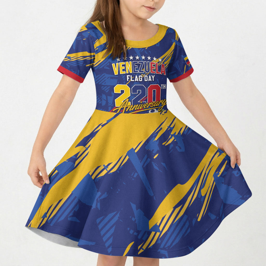 Personalized Venezuela Flag Day Kid Short Sleeve Dress 220th Anniversary Heritage Pride