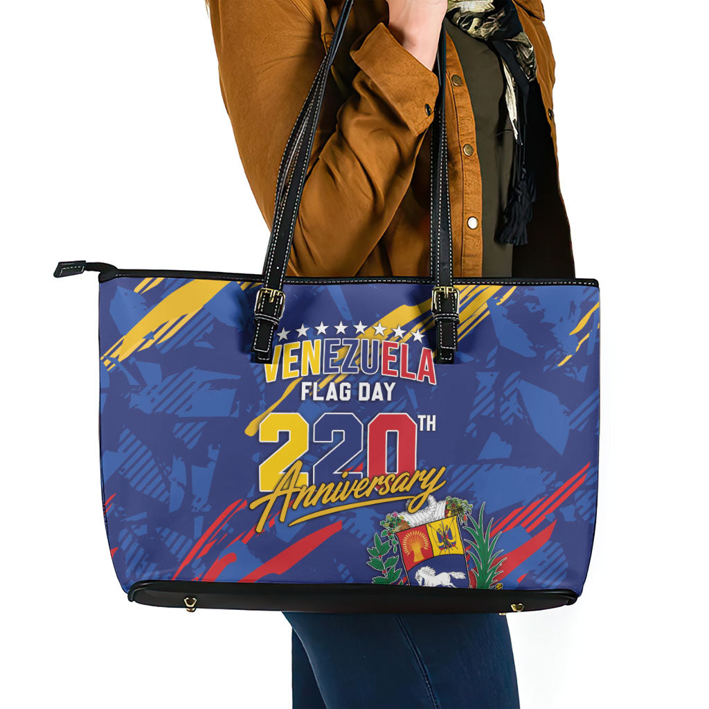Venezuela Flag Day Leather Tote Bag 220th Anniversary Heritage Pride