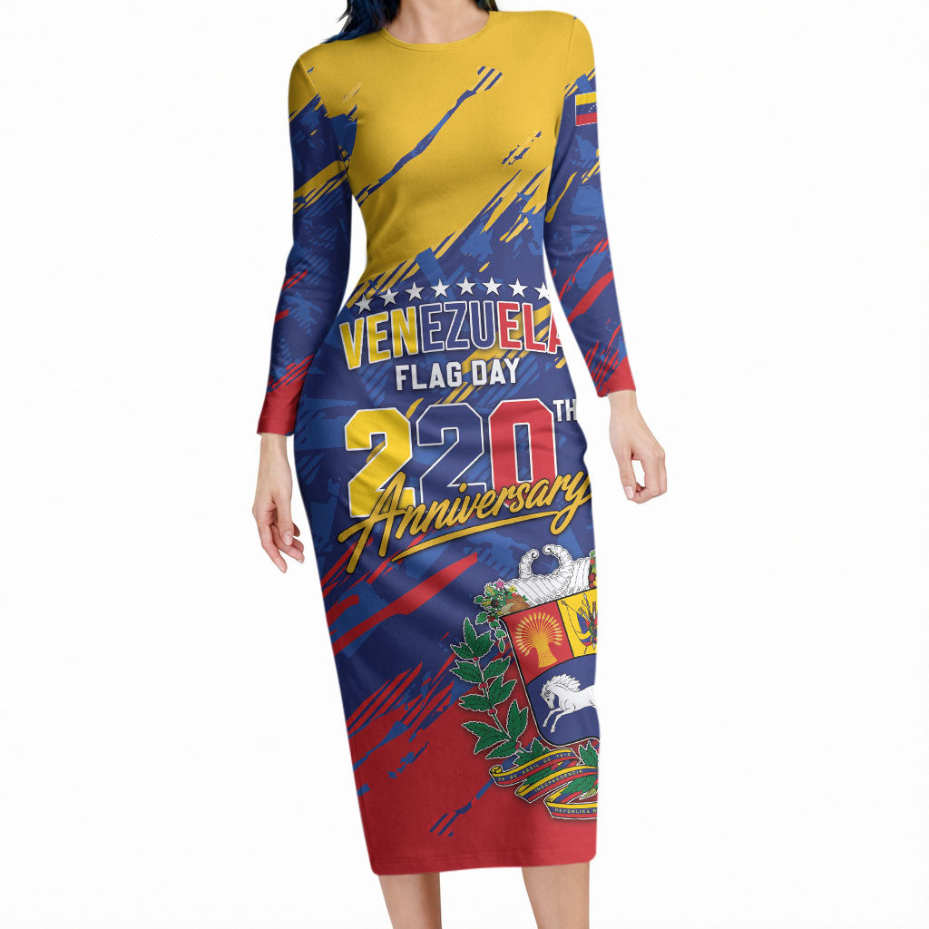 Personalized Venezuela Flag Day Long Sleeve Bodycon Dress 220th Anniversary Heritage Pride