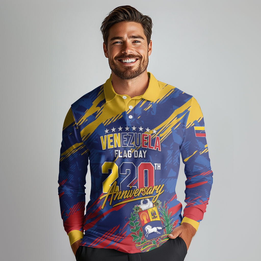 Personalized Venezuela Flag Day Long Sleeve Polo Shirt 220th Anniversary Heritage Pride
