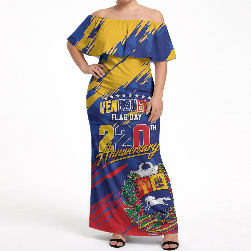 Personalized Venezuela Flag Day Off Shoulder Maxi Dress 220th Anniversary Heritage Pride
