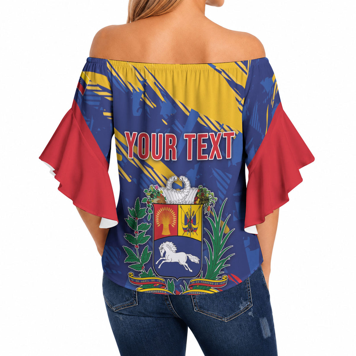 Personalized Venezuela Flag Day Off Shoulder Wrap Waist Top 220th Anniversary Heritage Pride