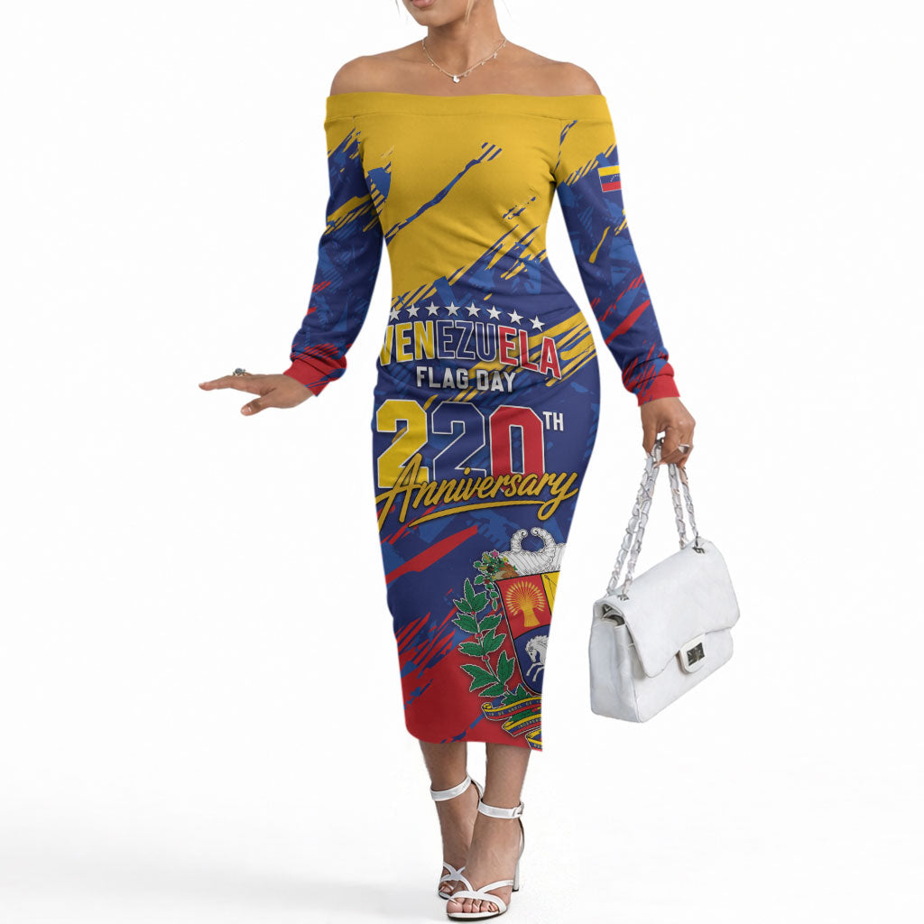 Personalized Venezuela Flag Day Off The Shoulder Long Sleeve Dress 220th Anniversary Heritage Pride