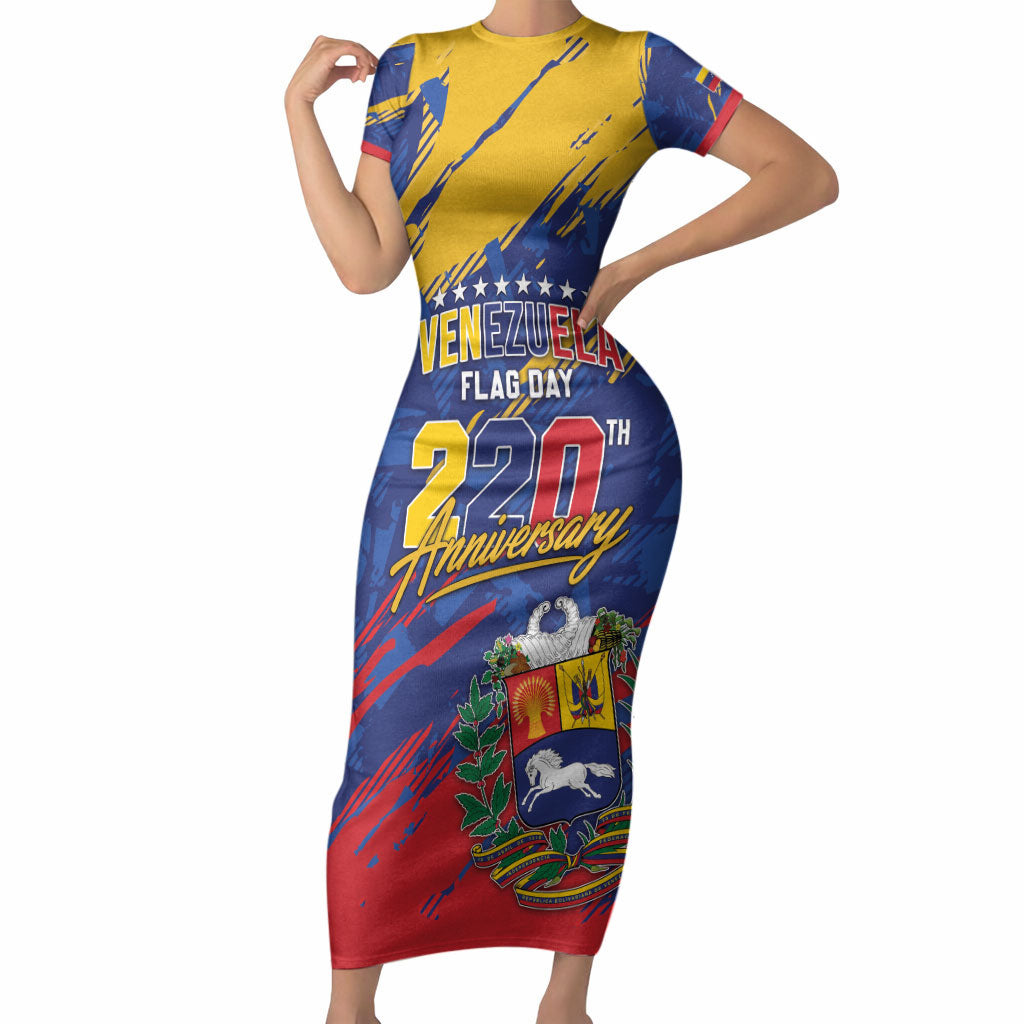 Personalized Venezuela Flag Day Short Sleeve Bodycon Dress 220th Anniversary Heritage Pride