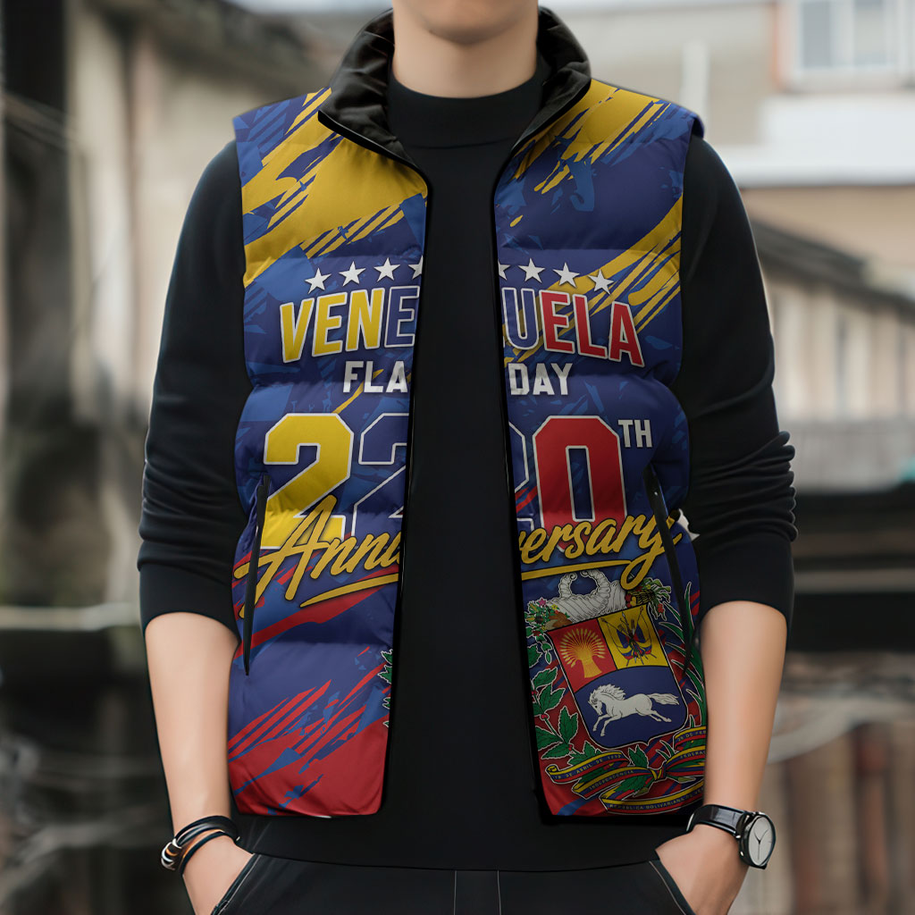 Personalized Venezuela Flag Day Sleeveless Puffer Jacket 220th Anniversary Heritage Pride