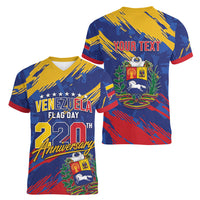 Personalized Venezuela Flag Day Women V-Neck T-Shirt 220th Anniversary Heritage Pride