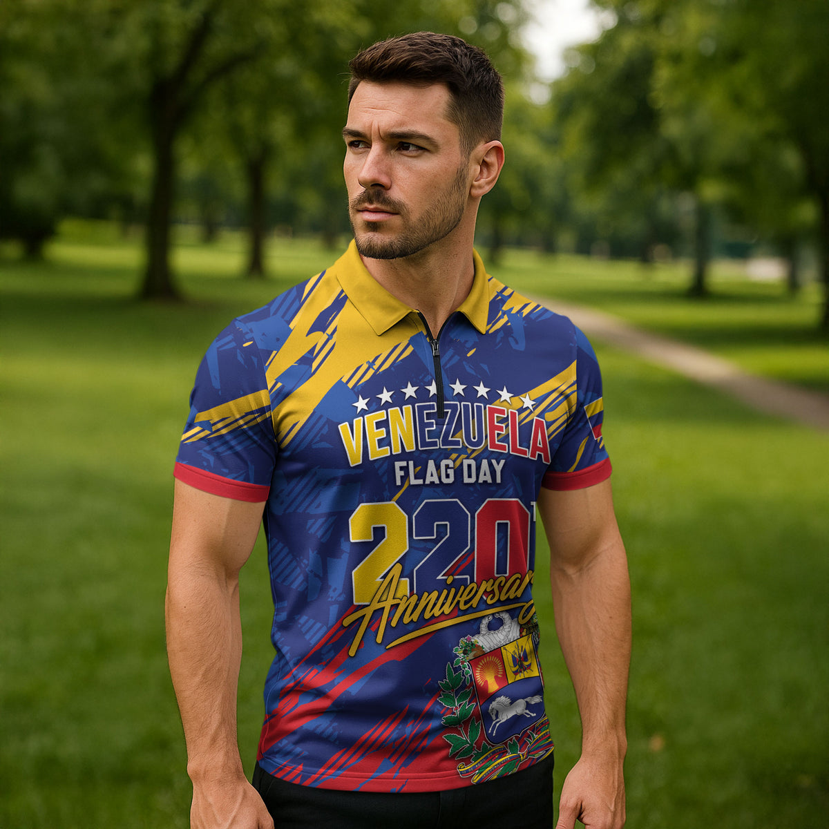 Personalized Venezuela Flag Day Zipper Polo Shirt 220th Anniversary Heritage Pride