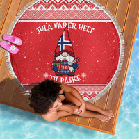 Norway Christmas Beach Blanket Lovely Nordic Gnome - Wonder Print Shop