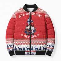 Norway Christmas Bomber Puffer Jacket Lovely Nordic Gnome - Wonder Print Shop