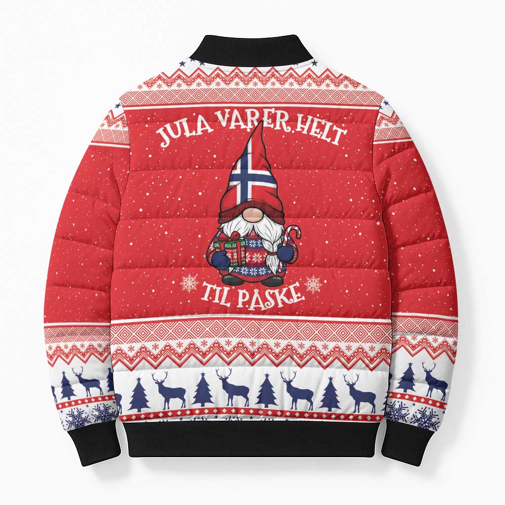 Norway Christmas Bomber Puffer Jacket Lovely Nordic Gnome - Wonder Print Shop
