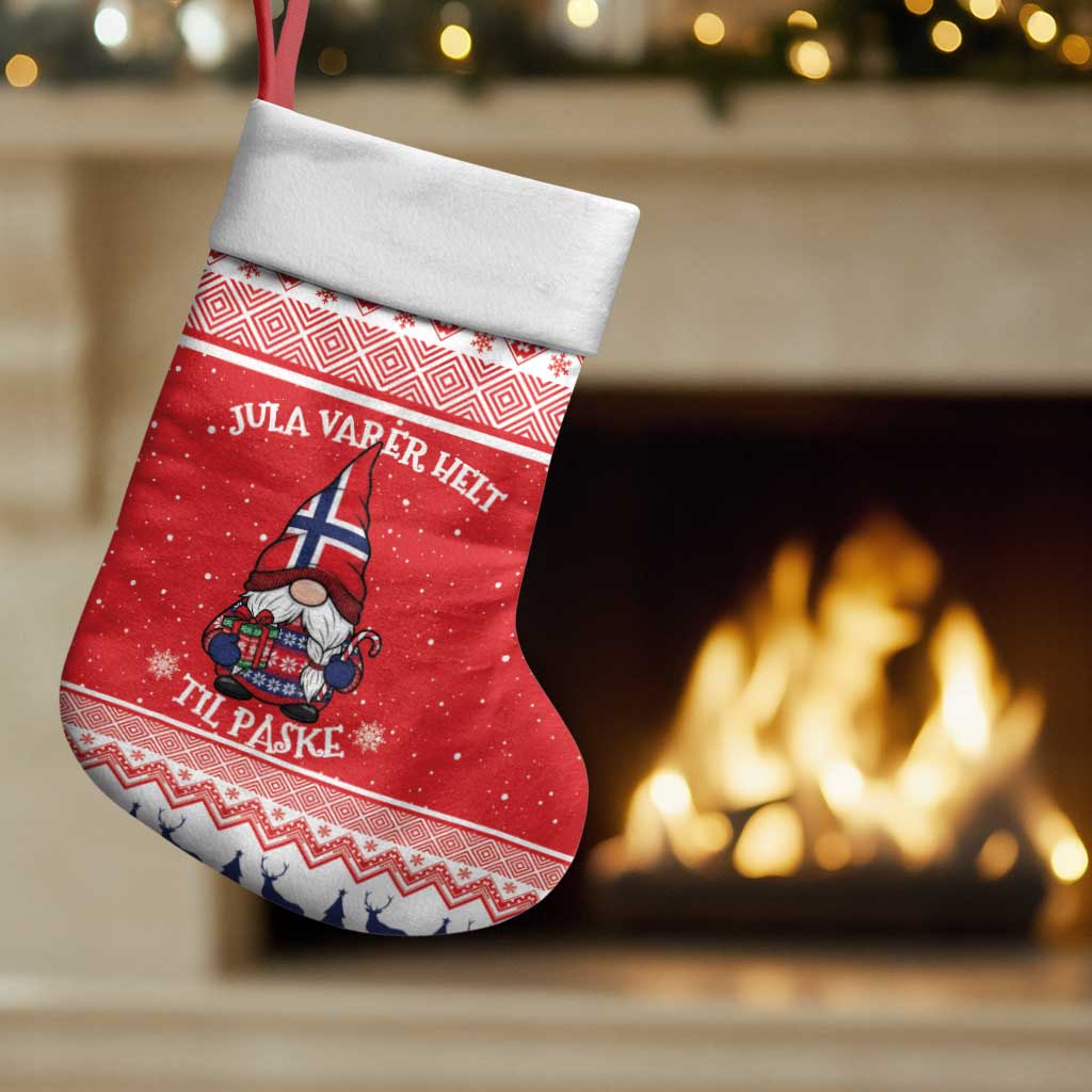 Norway Christmas Stocking Lovely Nordic Gnome - Wonder Print Shop
