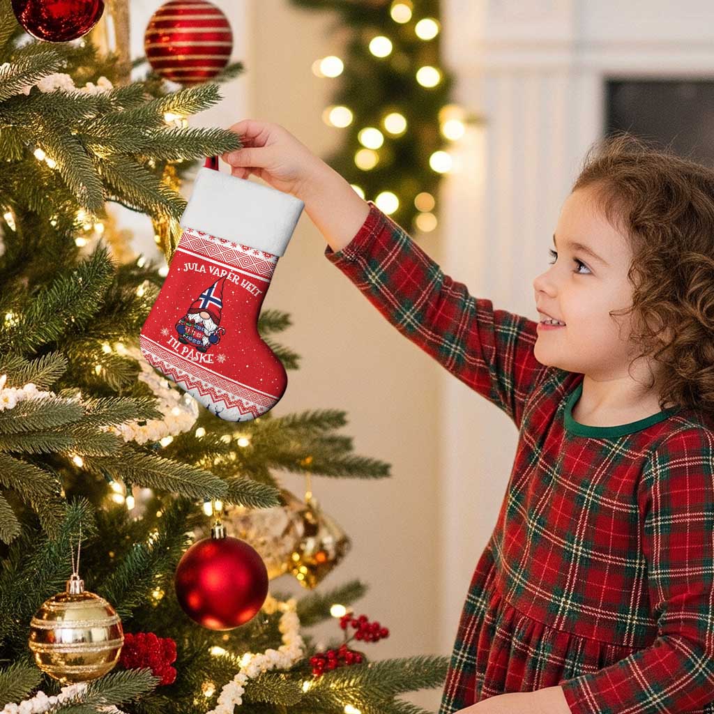 Norway Christmas Stocking Lovely Nordic Gnome - Wonder Print Shop