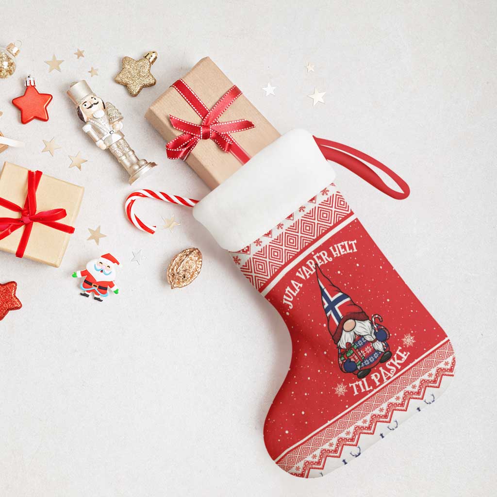 Norway Christmas Stocking Lovely Nordic Gnome - Wonder Print Shop