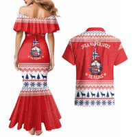 Norway Christmas Couples Matching Mermaid Dress and Hawaiian Shirt Lovely Nordic Gnome - Wonder Print Shop