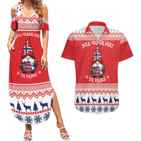 Norway Christmas Couples Matching Summer Maxi Dress and Hawaiian Shirt Lovely Nordic Gnome - Wonder Print Shop