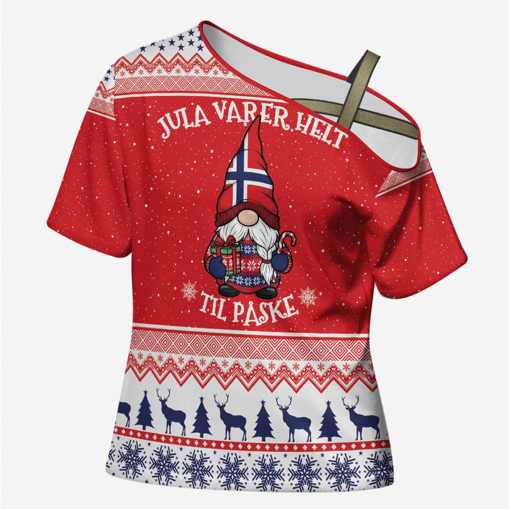 Norway Christmas Cross Shoulder Shirt Lovely Nordic Gnome - Wonder Print Shop