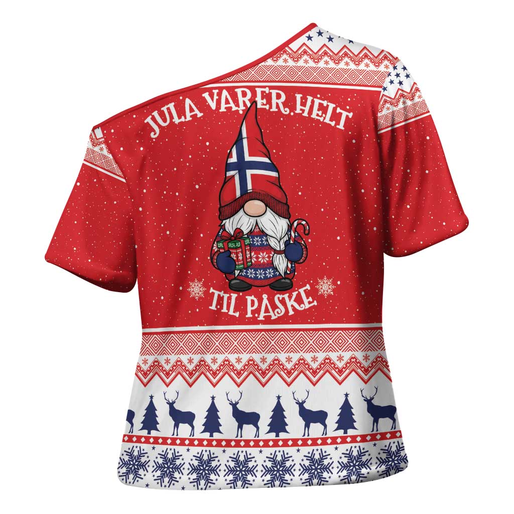 Norway Christmas Cross Shoulder Shirt Lovely Nordic Gnome - Wonder Print Shop