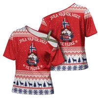 Norway Christmas Cross Shoulder Shirt Lovely Nordic Gnome - Wonder Print Shop