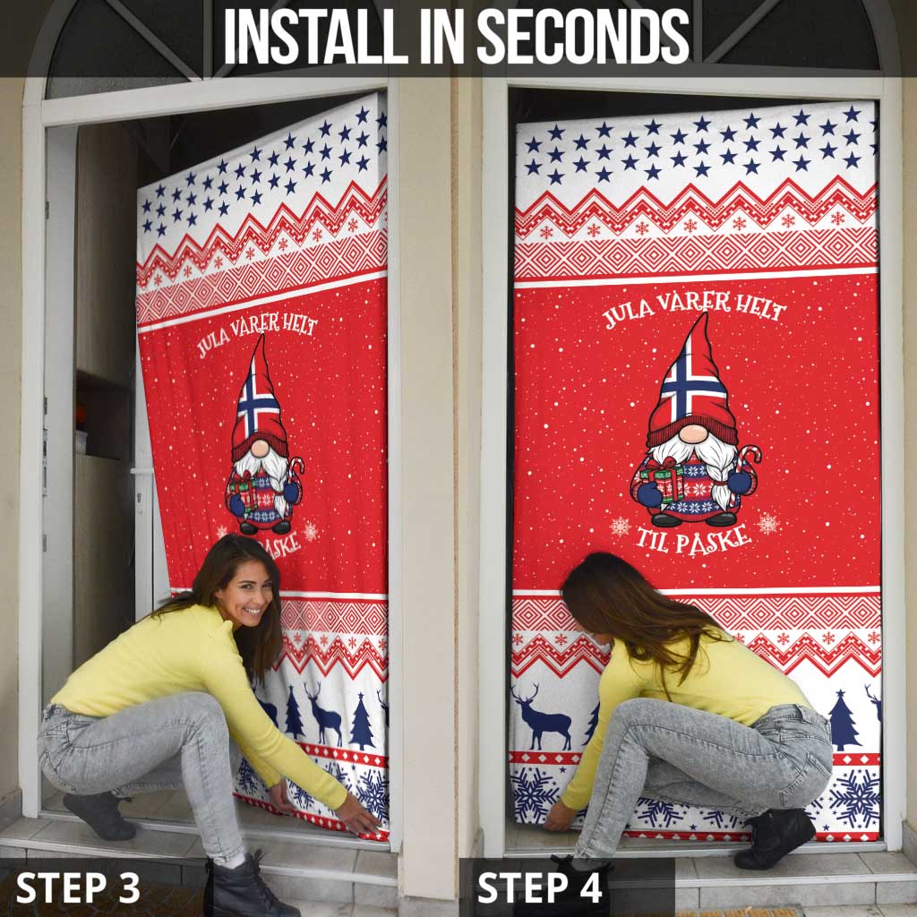 Norway Christmas Door Cover Lovely Nordic Gnome - Wonder Print Shop
