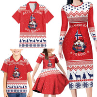 Norway Christmas Family Matching Long Sleeve Bodycon Dress and Hawaiian Shirt Lovely Nordic Gnome - Wonder Print Shop