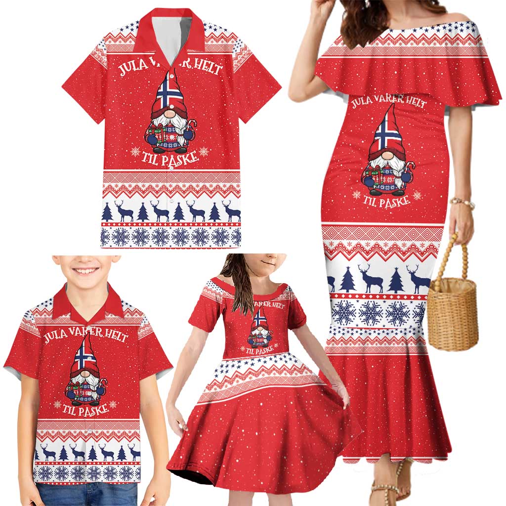 Norway Christmas Family Matching Mermaid Dress and Hawaiian Shirt Lovely Nordic Gnome - Wonder Print Shop