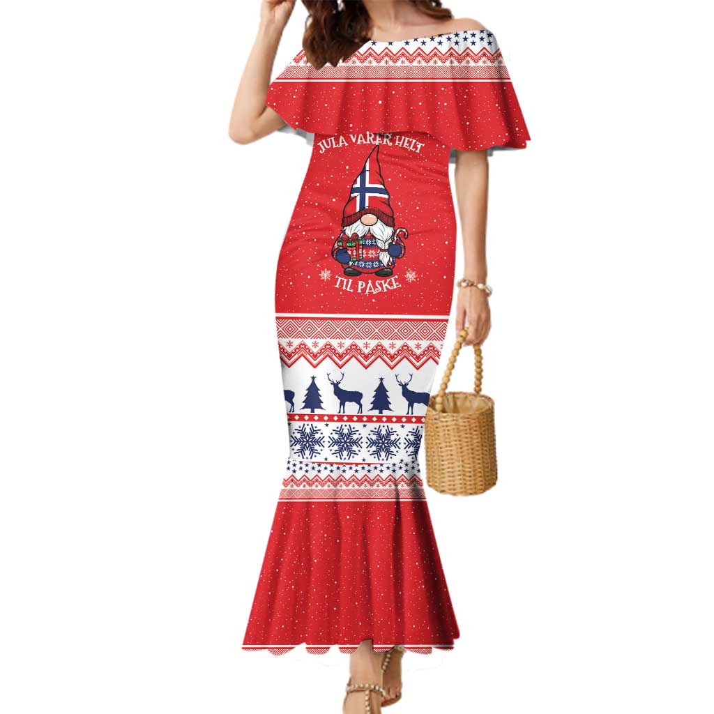 Norway Christmas Family Matching Mermaid Dress and Hawaiian Shirt Lovely Nordic Gnome - Wonder Print Shop