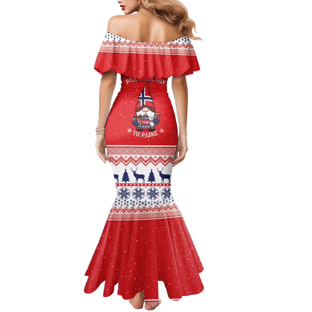 Norway Christmas Family Matching Mermaid Dress and Hawaiian Shirt Lovely Nordic Gnome - Wonder Print Shop