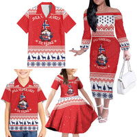 Norway Christmas Family Matching Off The Shoulder Long Sleeve Dress and Hawaiian Shirt Lovely Nordic Gnome - Wonder Print Shop