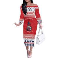 Norway Christmas Family Matching Off The Shoulder Long Sleeve Dress and Hawaiian Shirt Lovely Nordic Gnome - Wonder Print Shop