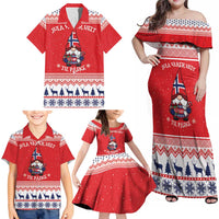 Norway Christmas Family Matching Off Shoulder Maxi Dress and Hawaiian Shirt Lovely Nordic Gnome - Wonder Print Shop