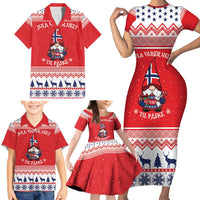 Norway Christmas Family Matching Short Sleeve Bodycon Dress and Hawaiian Shirt Lovely Nordic Gnome - Wonder Print Shop