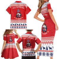 Norway Christmas Family Matching Short Sleeve Bodycon Dress and Hawaiian Shirt Lovely Nordic Gnome - Wonder Print Shop