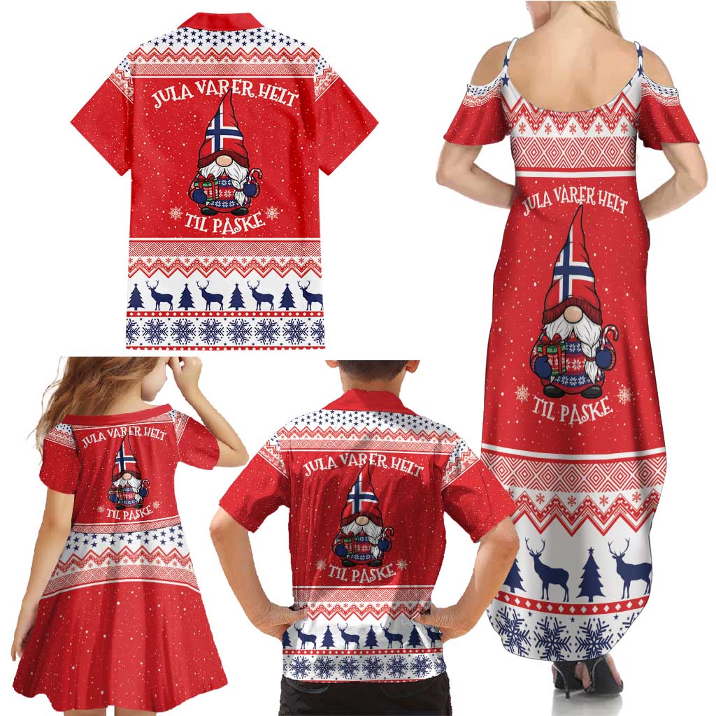 Norway Christmas Family Matching Summer Maxi Dress and Hawaiian Shirt Lovely Nordic Gnome - Wonder Print Shop