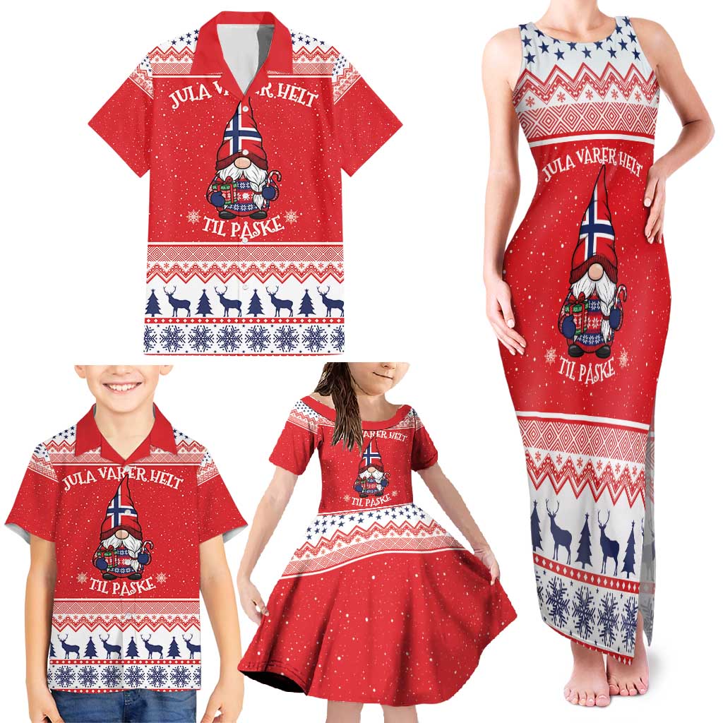 Norway Christmas Family Matching Tank Maxi Dress and Hawaiian Shirt Lovely Nordic Gnome - Wonder Print Shop