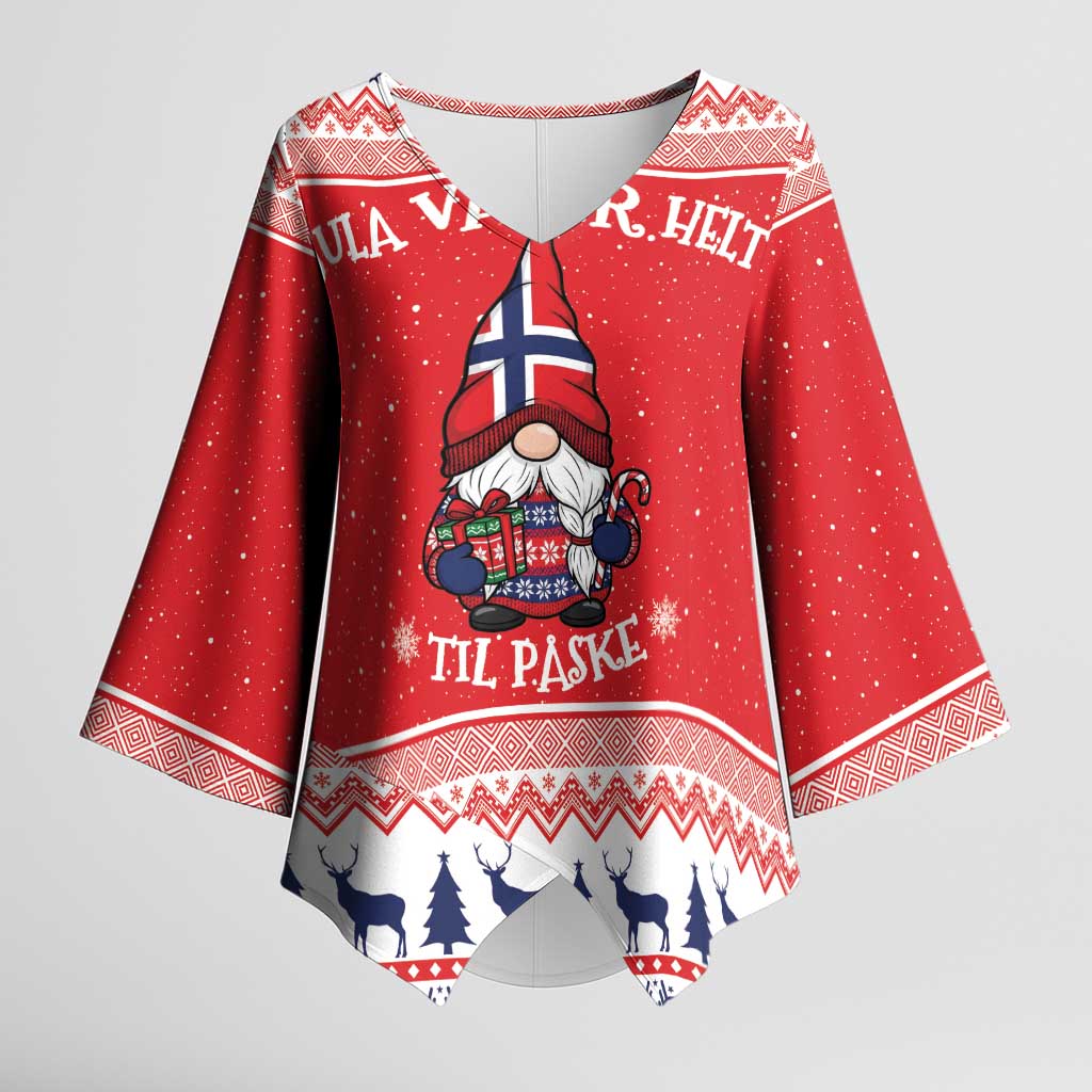 Norway Christmas Kimono Sleeve Blouse Lovely Nordic Gnome - Wonder Print Shop