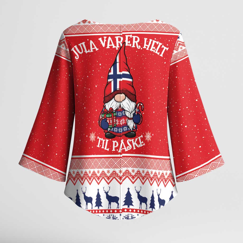 Norway Christmas Kimono Sleeve Blouse Lovely Nordic Gnome - Wonder Print Shop