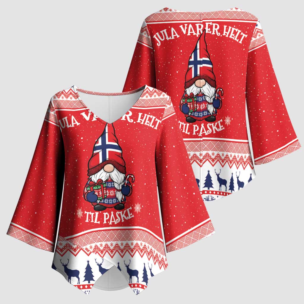 Norway Christmas Kimono Sleeve Blouse Lovely Nordic Gnome - Wonder Print Shop
