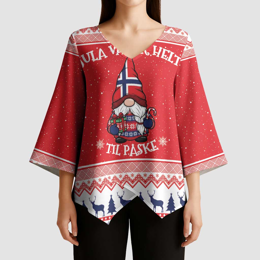 Norway Christmas Kimono Sleeve Blouse Lovely Nordic Gnome - Wonder Print Shop