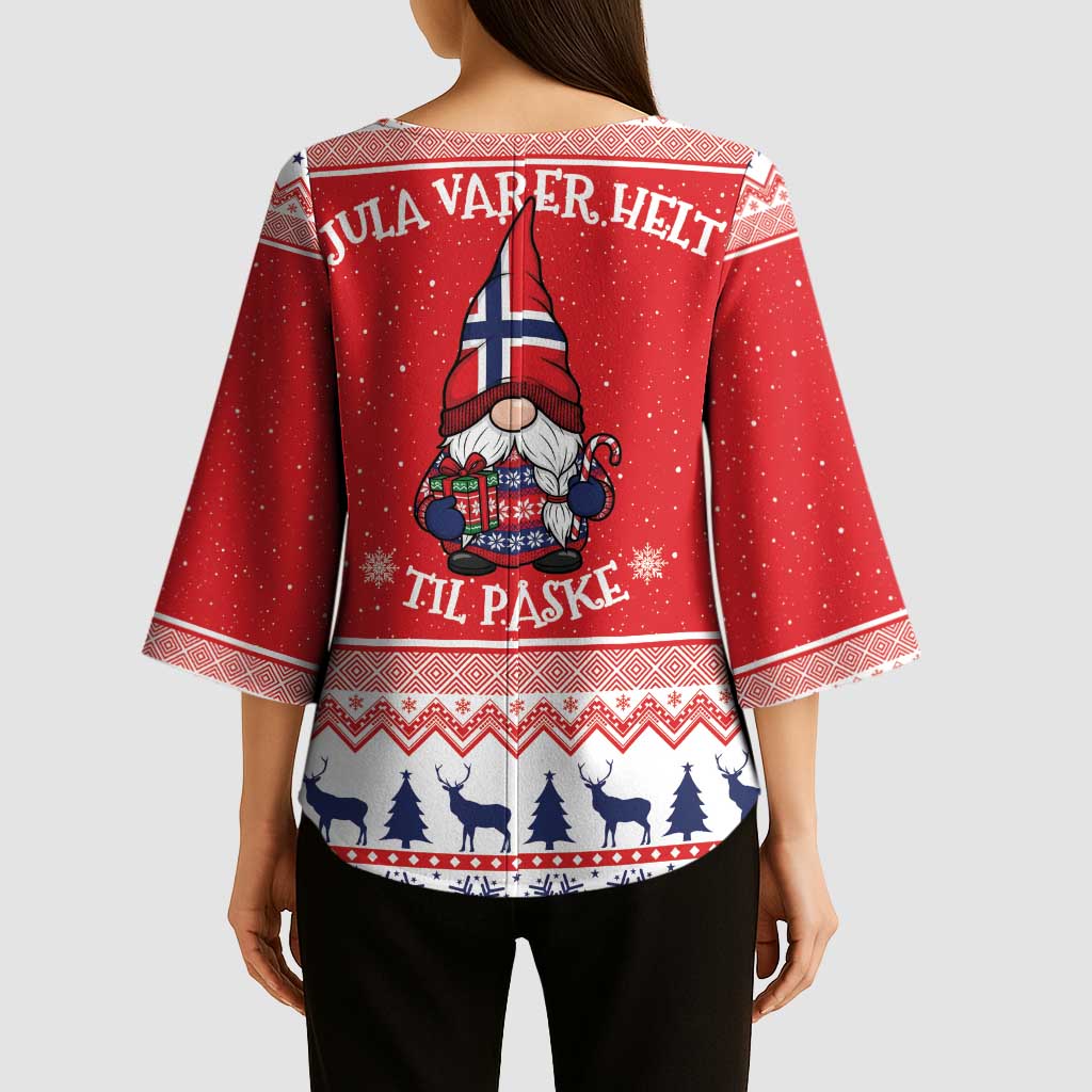 Norway Christmas Kimono Sleeve Blouse Lovely Nordic Gnome - Wonder Print Shop