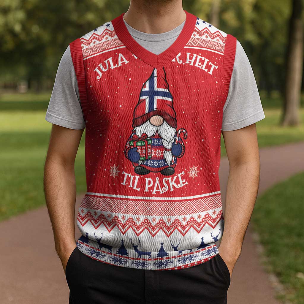 Norway Christmas Knitted V-Neck Vest Lovely Nordic Gnome - Wonder Print Shop