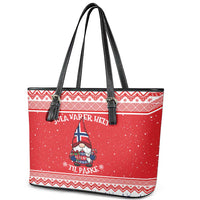 Norway Christmas Leather Tote Bag Lovely Nordic Gnome - Wonder Print Shop