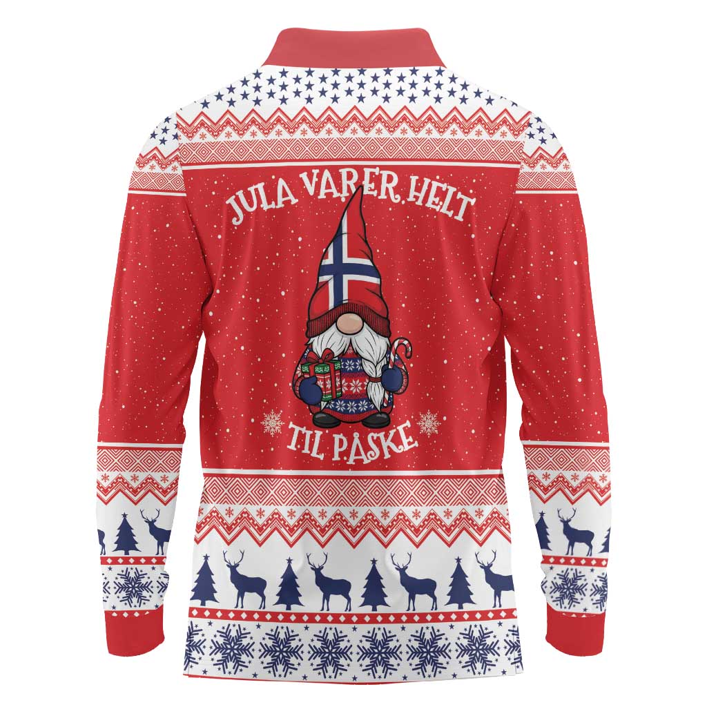 Norway Christmas Long Sleeve Polo Shirt Lovely Nordic Gnome - Wonder Print Shop