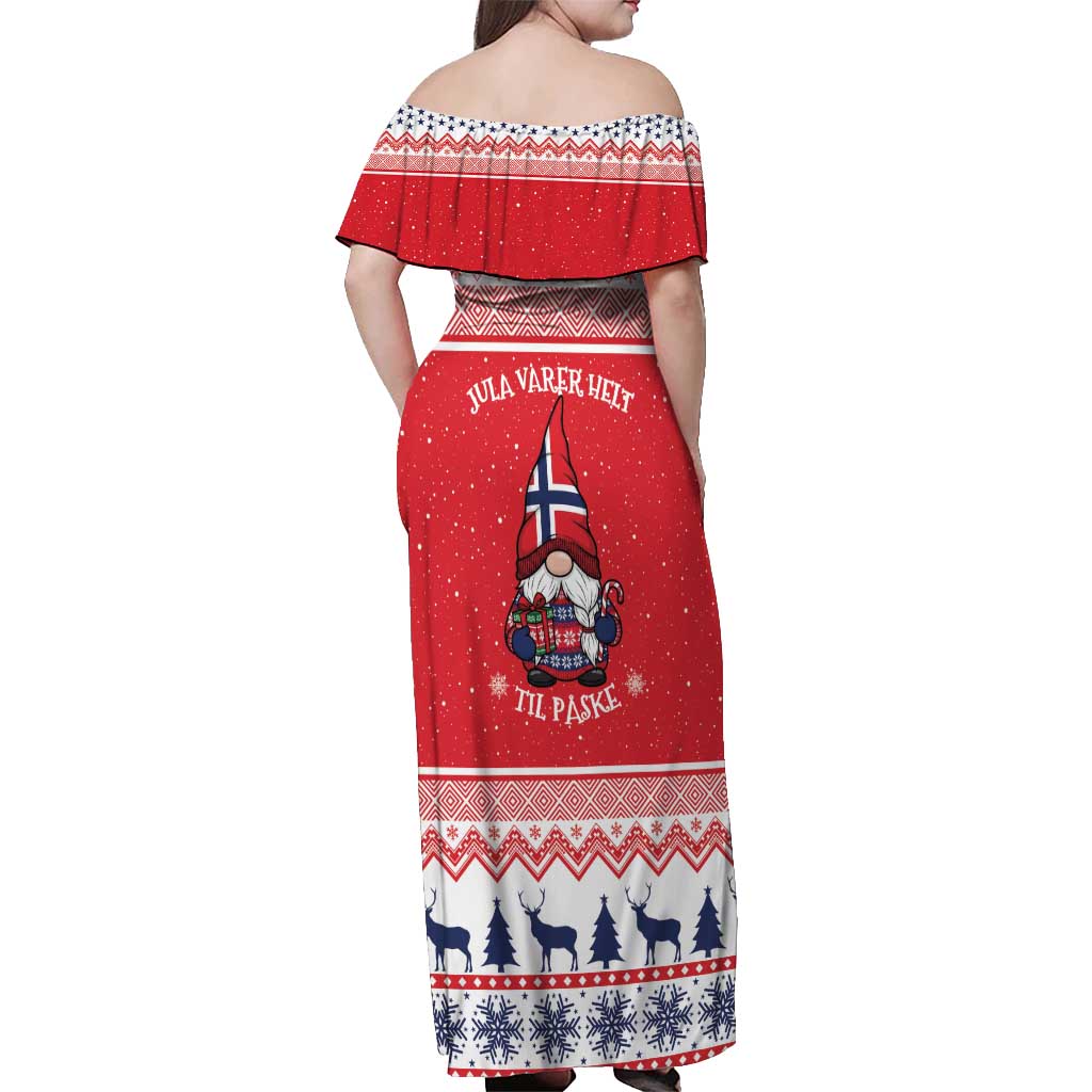 Norway Christmas Off Shoulder Maxi Dress Lovely Nordic Gnome - Wonder Print Shop